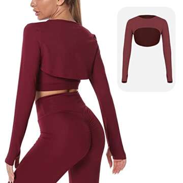 Women's Crewneck Long Sleeve Cropped Hoodies in Burgundy