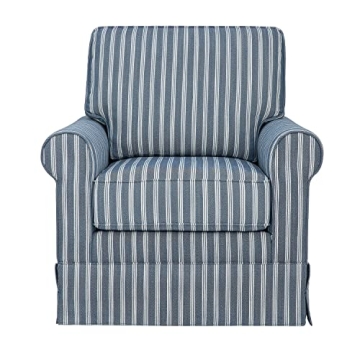 Jofran Inc. Riley Traditional Striped Upholstered Skirted Swivel Accent Chair