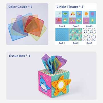 Jollybaby Baby Toys 6-12 Months - Montessori Toy for Babies and Toddlers Square Tissue Box Learning ...