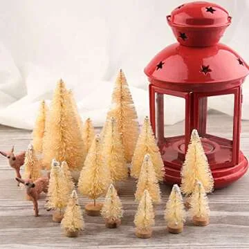 KUUQA 48 Pcs Mini Christmas Trees Bottle Brush Trees Tabletop Model Trees for Christmas Decoration DIY Room Decor Diorama Models (White), Small Size Trees