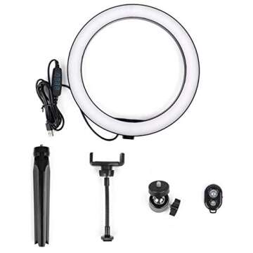 LNIMI 10 Inch LED Light Dimmable Selfie Lamp with Tripod for YouTube Makeup Ringlight