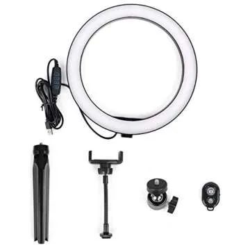 LNIMI 10 Inch LED Light Dimmable Selfie Lamp with Tripod for YouTube Makeup Ringlight