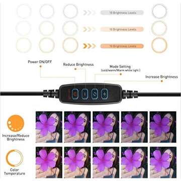 LNIMI 10 Inch LED Light Dimmable Selfie Lamp with Tripod for YouTube Makeup Ringlight