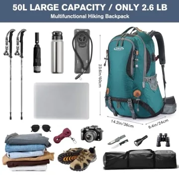 G4Free Waterproof 50L Hiking Backpack with Rain Cover