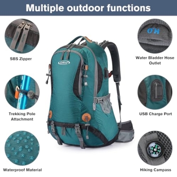 G4Free Waterproof 50L Hiking Backpack with Rain Cover