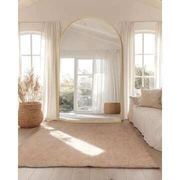Furnbar Full Length Mirror, 76"x44" Arched Full Body Mirror, Oversized Mirror, Floor Mirror, Leaning...