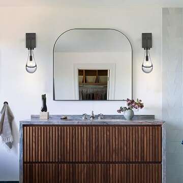 Wall Sconces Set of Two, Black Sconces Dimmable Raindrop Sconces Wall Lighting, Modern Bathroom Scon...
