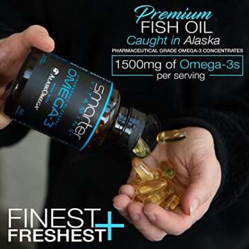 (3 Pack) Smarter Omega 3 Fish Oil, Berry Flavor, Burpless, Tasteless, 2000mg, DHA EPA Triple Strengt...