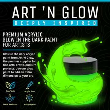 Glow In The Dark Acrylic Paint - Neutral Paints with 5+ Color Options for Art Paintings, Decorations, Outdoor & Indoor Art Craft for Adults, Students and Kids - 1 Ounce (Neutral Green)