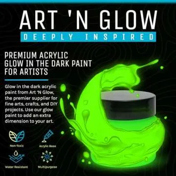 Glow In The Dark Acrylic Paint - Neutral Paints with 5+ Color Options for Art Paintings, Decorations, Outdoor & Indoor Art Craft for Adults, Students and Kids - 1 Ounce (Neutral Green)
