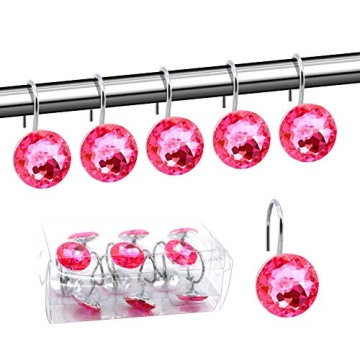 BEAVO Acrylic Fashion Decorative Home Rolling Shower Curtain Hooks Rhinestones Bathroom Bath Baby Ro...