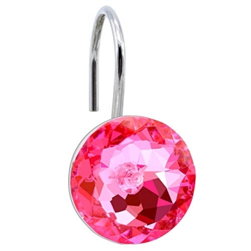 BEAVO Decorative Pink Shower Curtain Hooks Set of 12