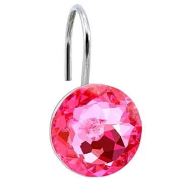 BEAVO Decorative Pink Shower Curtain Hooks Set of 12