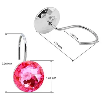 BEAVO Decorative Pink Shower Curtain Hooks Set of 12