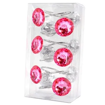 BEAVO Decorative Pink Shower Curtain Hooks Set of 12