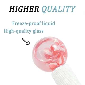 CIBLUTY Ice Globes for under Eyes, 2 PCS Natural Rose Quartz Glass Face Roller Balls Facial Globes with glitters for Redness Soothing, Puffiness Reducing, Headache Relief…