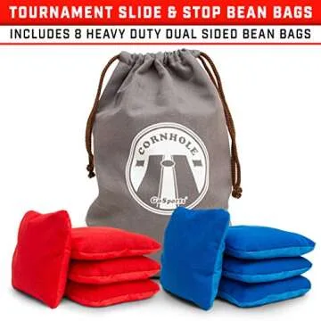 GoSports Tournament Edition Regulation Cornhole Game Set - 4 ft x 2 ft Wood Boards with 8 Dual Side (Slide and Stop) Bean Bags