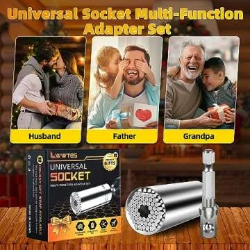 Super Universal Socket Tools Gifts for Mens Valentines Days Gifts for Him Her Universal Socket Power Drill Adapter (7-9MM) Cool Tools Gadgets for Men Birthday gifts for Women Men Dad(1)