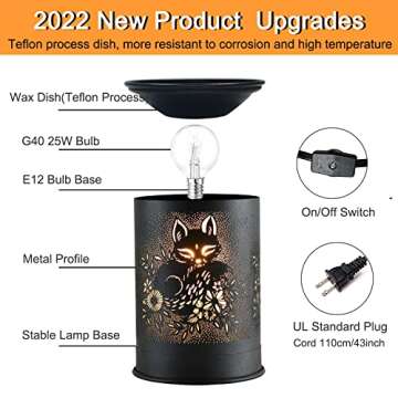 kobodon Metal Wax Warmer Candle Wax Burner, Electirc Wax Melt Warmer Candle Melter and Wax Warmer fo...