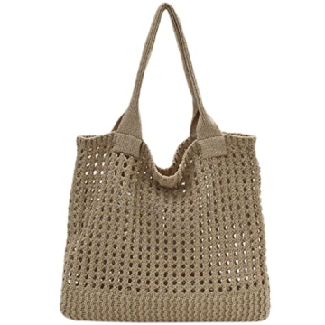 Micmores Beach Bag Large Beach Tote Bags, Hobo Shoulder Handbags knit bag Cute Crochet for Beach Tra...