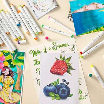 Ohuhu Alcohol Based Brush Markers -Double Tipped Art Marker Set for Artists Adults Coloring Sketch Illustration - Brush & Fine Dual Tips - 216 Colors - Honolulu B of Ohuhu Markers - Refillable Ink