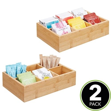 mDesign Bamboo Tea & Food Storage Organizer 2 Pack
