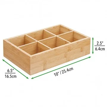 mDesign Bamboo Tea & Food Storage Organizer 2 Pack