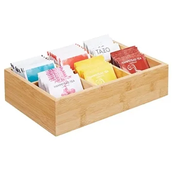 mDesign Bamboo Tea & Food Storage Organizer 2 Pack