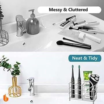 Urbanstrive 304 Stainless Steel Bathroom Toothbrush Holder Toothpaste Holder Stand Bathroom Accessories Organizer, Black