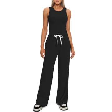Darong Women's 2 Piece Outfits Lounge Sets Sleeveless Tank Tops Wide Leg Pants Sets Tracksuits Match Sets