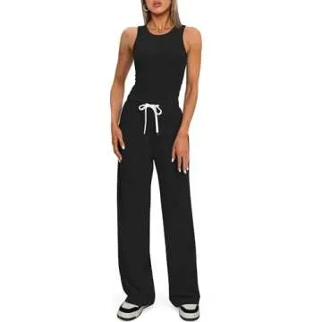 Darong Women's 2 Piece Outfits Lounge Sets Sleeveless Tank Tops Wide Leg Pants Sets Tracksuits Match Sets