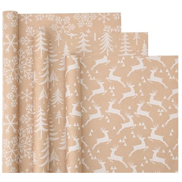 WRAPAHOLIC Kraft Christmas Wrapping Paper - Eco-Friendly