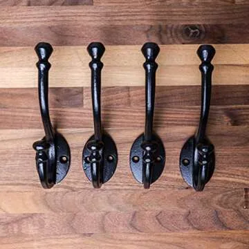 Vintage Cast Iron Wall Hooks - Rustic Farmhouse Decor