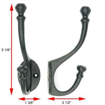 Vintage Cast Iron Wall Hooks - Rustic Farmhouse Decor