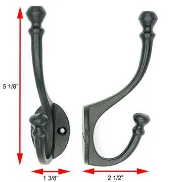 Vintage Cast Iron Wall Hooks - Rustic Farmhouse Decor