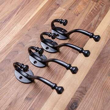 Vintage Cast Iron Wall Hooks - Rustic Farmhouse Decor