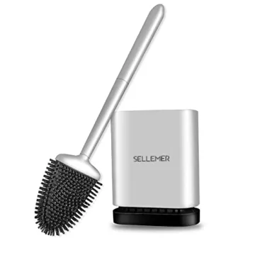 Sellemer Toilet Brush and Holder Set - Flexible Modern Design for Efficient Cleaning