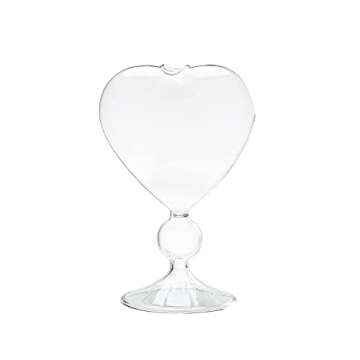 TSYFM 2Pcs Heart Shaped Cocktail Glass, 240ml Wine Glass with Straw, Clear Stripe Drinking Wine Glass Martini Cocktail Glasses, Goblet Cup Juices Drinking Glass for Wedding Party Home Bar Decor(#4)