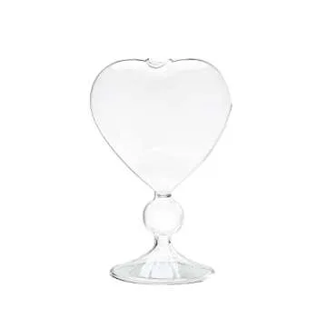 TSYFM 2Pcs Heart Shaped Cocktail Glass, 240ml Wine Glass with Straw, Clear Stripe Drinking Wine Glass Martini Cocktail Glasses, Goblet Cup Juices Drinking Glass for Wedding Party Home Bar Decor(#4)