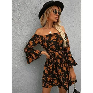 JECEIKA Off Shoulder Floral Dress for Weddings and Events