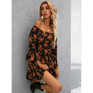 JECEIKA Off Shoulder Floral Dress for Weddings and Events