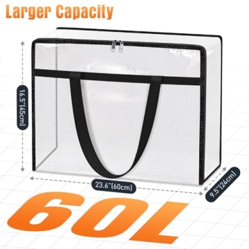 EdenDwell Clear Under Bed Storage Containers - 4 Pack Large Capacity Clothes Storage Bags with Lid &...