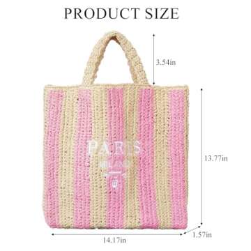 OWGSEE Straw Beach Bag for Women Summer Woven Tote Bag Packable Straw Purses and Handbags for Vacati...