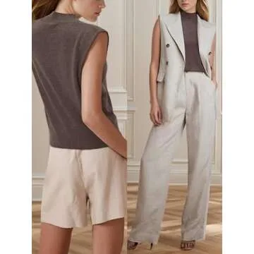 Arach&Cloz Womens Spring Winter 2025 Sweater Vest Business Casual Outfits Work Tank Tops Mock Neck Sleeveless Turtleneck Cashmere Knit Dressy Clothes Coffee Brown