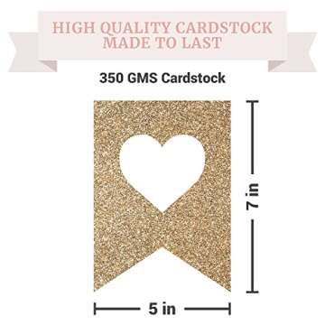 Pre-Strung Just Married Banner - No DIY - Gold Glitter Wedding Party Banner - Pre-Strung Garland on 6 ft Strands - Gold Wedding Reception Party or Car Decorations & Decor. Did We Mention No DIY