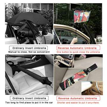 LANBRELLA Umbrella Reverse Travel Umbrellas Windproof Compact Folding - Maple Leaf