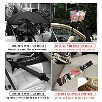 LANBRELLA Umbrella Reverse Travel Umbrellas Windproof Compact Folding - Maple Leaf