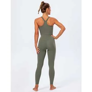 Lavento Women's Longline Sports Bras Yoga Racerback Crop Top with Built in Bra (Silky Olive Green, 10)