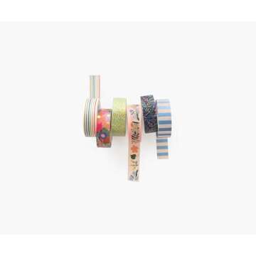 RIFLE PAPER CO. Garden Party Paper Tape, 393" L x 0.62" W, Set of 3 Coordinating Patterns, Adhesive Paper Tape, Printed in Full Color, Add Decorative Accents to Gift Wrap