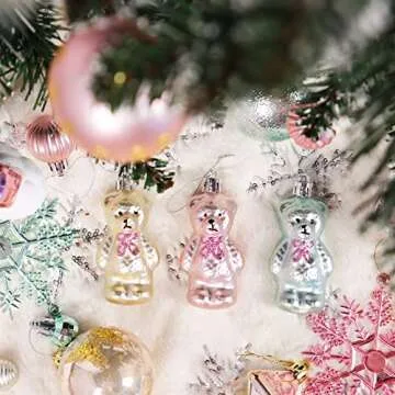 Christmas Ornaments Christmas Tree Decorations,70 PCS Pink Christmas Ornaments Set Red Comes with Unique Christmas Tree Ornaments Decorations Set Pink Ornaments for Christmas Tree